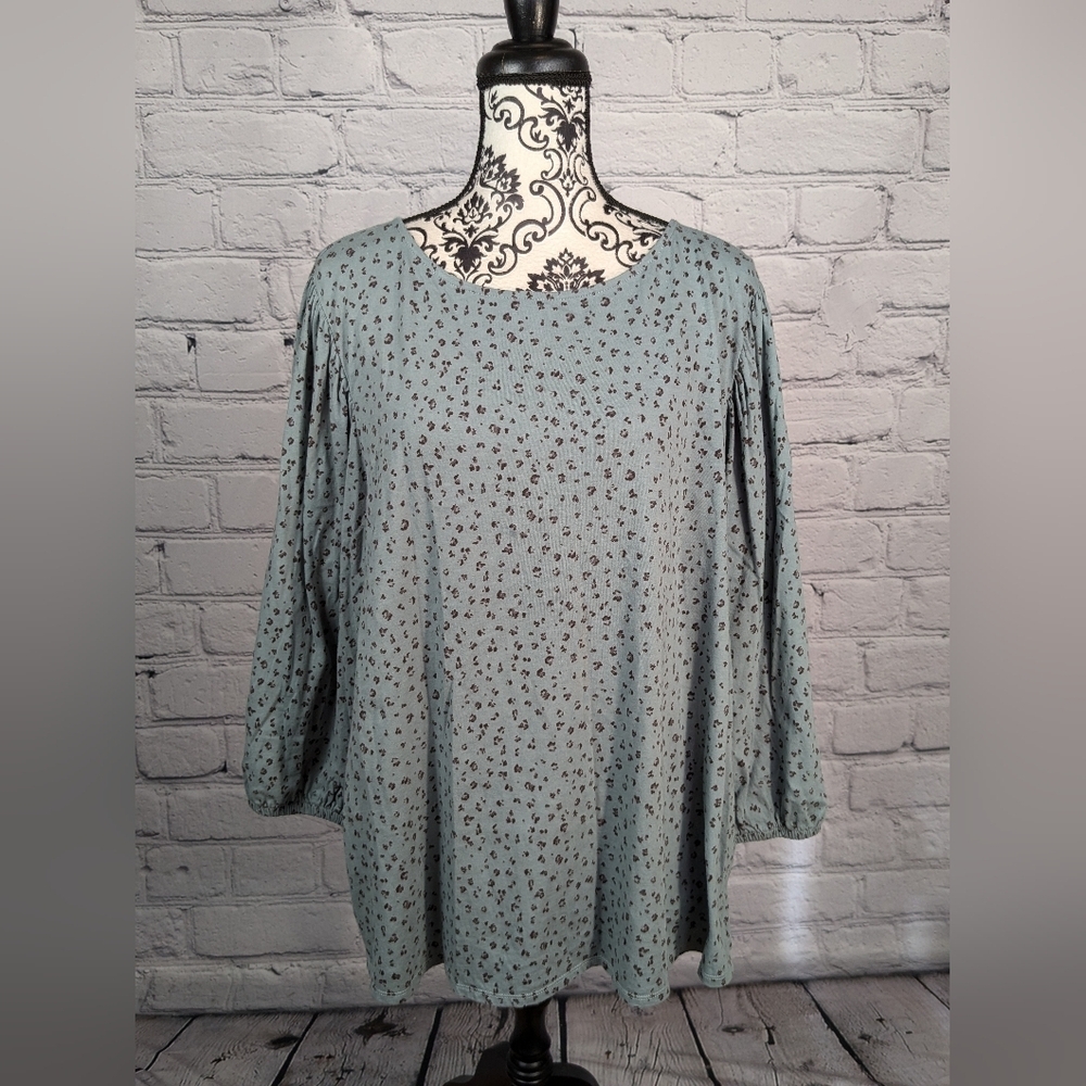 J. Jill women's long sleeve 100% cotton geometric print popover top size 2x b1